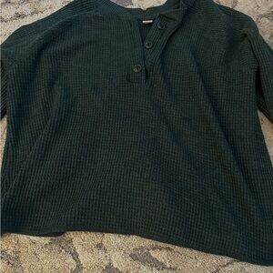 Old Navy Forest Green Waffle Knit Henley